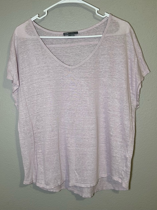 Vince Tops - Vince 100% Linen Boxy V Neck Short Sleeve Blouse Top Women’s Size Large